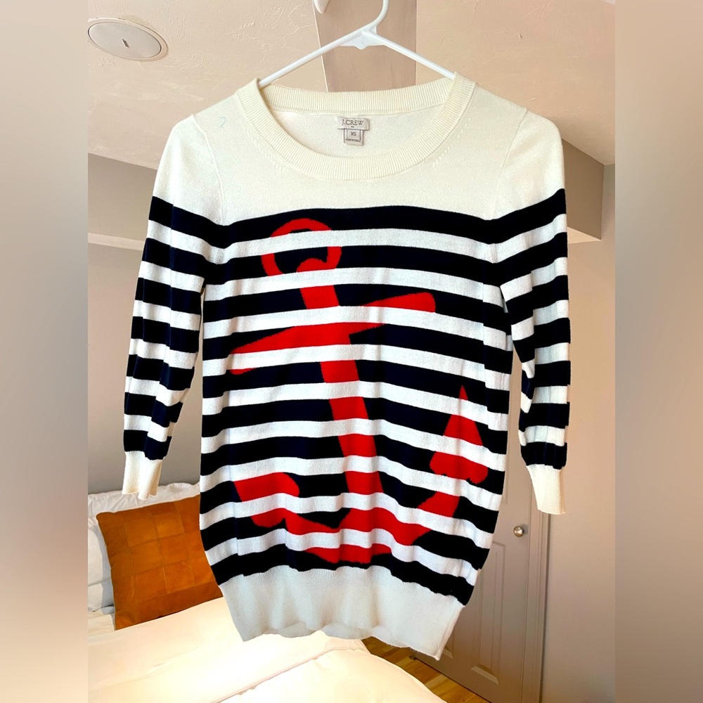 Red, cream and blue anchor light sweater. Size xs